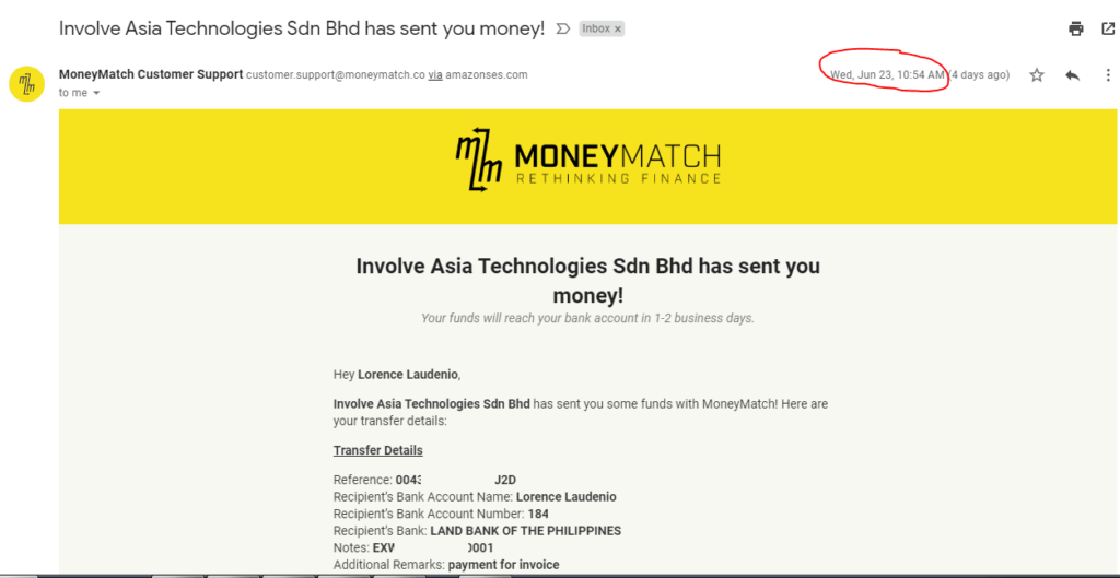 Email from MoneyMatch.